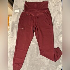 Figs Maroon Maternity Scrub Pants